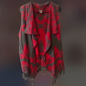 New Directions - Aztec Pattern Sleeveless Sweater Vest XL Womens - with fringe